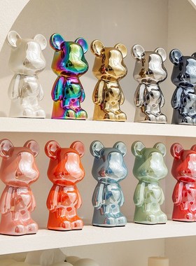 速发电柜熊摆件小号客镀轻奢高档酒柜电视厅儿童房家居装饰品