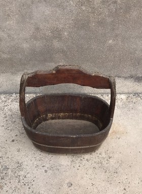 速发桶俗老物件老木木老水桶民花盆创意花盆农家院装饰品复古怀旧