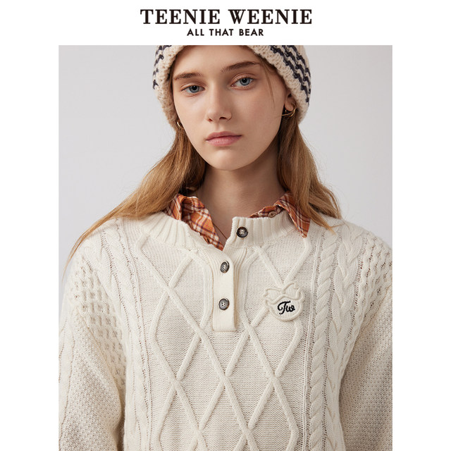 TeenieWeenie Bear Women's Simple Sweater Winter Casual College Commuting Warm Soft Waxy Thickened Sweater