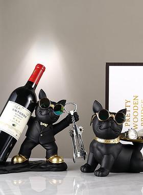 现代轻奢斗牛犬入户钥匙收纳玄关摆件门口鞋柜家居客厅高档装饰品