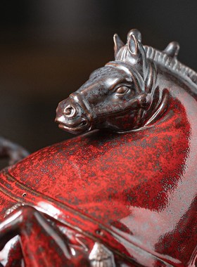 速发面器陶瓷唐马摆件创意家居客厅肖关办公桌炼生玄马装饰工艺品