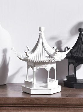 极速装饰推e荐黑白亭子小摆件新中式家居客厅样板房酒店创意装饰