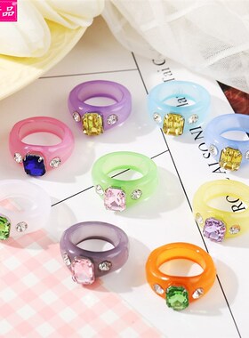 极速Hot sale inlaid diamond resin index Kfinger Knuckle ring