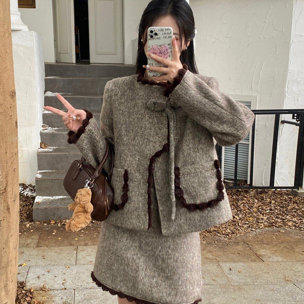 实拍大码女装加厚小香风毛呢外套a字半身裙胖MM遮肉显瘦套装,淘宝优惠券,粉丝福利购,淘宝优惠卷