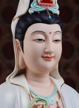 新品陶瓷明净观音菩萨佛像南海观世音菩萨像供V奉家用客厅摆件