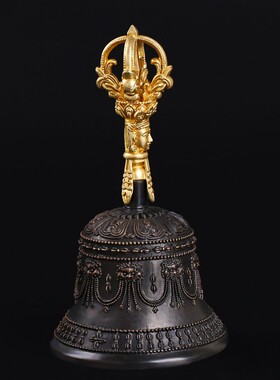 新品博福黄铜f五股金刚铃杵手摇法铃铸造加厚家用寺庙修行用品中