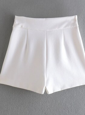 极速TRAF 2022 White Shorts Women High WaiLst Split Skirt Sho