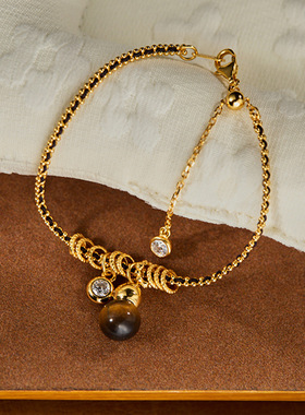 虎眼石葫芦红绳手链轻奢感盘缠编织手绳女本命年马年转运手饰