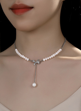 天然珍珠项链女小众ins风t恤卫衣毛衣链感百搭新款装饰品