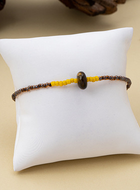 露思同款虎眼石串珠手链项链冬复古时尚气质毛衣链轻奢感套装