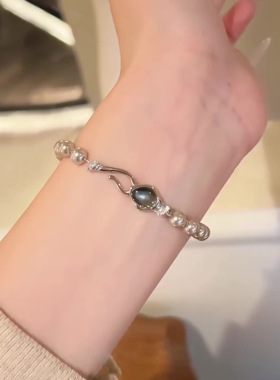 爆款灵蛇贝母珍珠手链女生感手串轻奢小众设计感串珠手饰