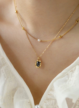 米粒天然淡水珍珠串珠项链女日常百搭通勤简约锁骨链真金电镀颈链