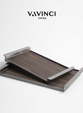 新品新品简约现代树脂皮革收纳盒金属几何托盘Q摆件样板间客厅软