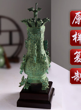 极速青铜器仿古摆件落地春秋莲鹤方E壶郑州会议礼品商务展馆定制