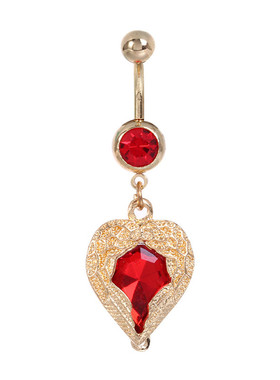 极速1PCS Zircon Sexny Long Belly Ring Cute Heart Navel Pierc