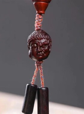 新品印尼紫檀木雕刻佛珠一念之间佛E魔创意念珠吊坠手持车挂档位