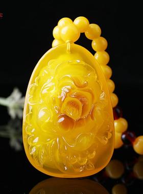 极速吊坠项链牌i蜜蜡男女毛衣链天然款龙琥珀鸡油黄生肖挂件长雕