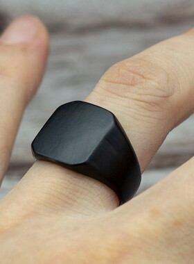 极速2021 Fashion Simpqle Style Black Square Ring Classic Rin