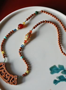 极速文佩印度老山檀香4mm项链手錬女G手串红木挂饰佛珠檀木中国风