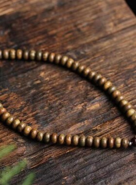 新品绿檀檀d香木手串莲花配饰木质算盘珠念珠男女士古风饰品手链