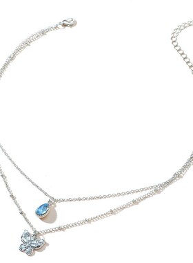 极速New metal double-layer clavicle chIain temperament neckl