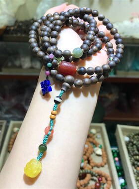 极速正宗越南芽庄白棋楠沉香木多C圈手錬女款奇楠手串搭配天然蜜