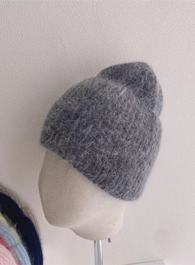 极速2021 new hfluffy winter beanies angora  rabbit fur knit