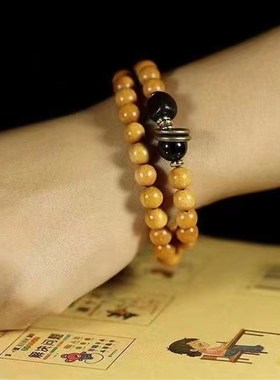 新品创意檀香木手串个性情侣复古风男女I款饰品佛系禅意民族风手