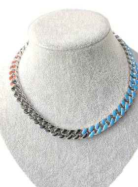 极速-Contrasthing color stitching seven-color Cuban chain cu