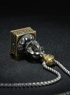 极速藏式黄铜五股杵m方印章吊坠白铜平安挂链男女可用送礼佳品方