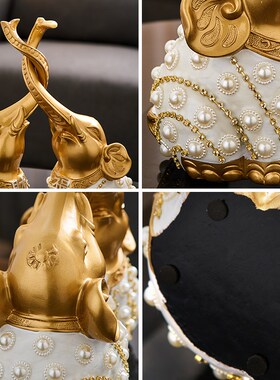 极速欧式创意树脂工m艺品招财大象摆件玄关家居客厅酒柜装饰品婚