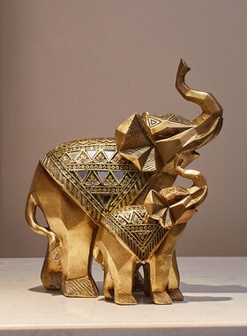 极速新中式招财大象摆件一对轻奢高端大气上档次客厅电Z视柜台面