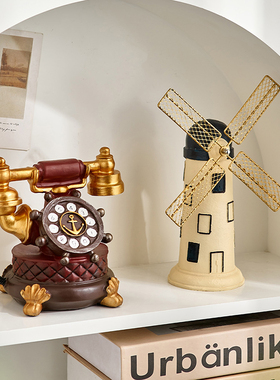 极速怀旧复古荷兰风车摆件现代简约客厅电视柜酒柜家居.装饰品书