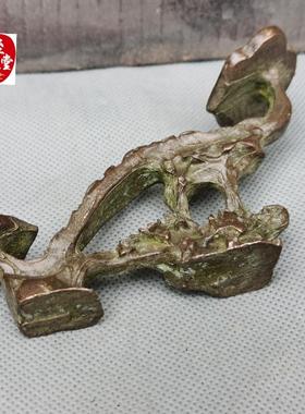 古玩收藏老包浆纯铜实心人生如意人参铜摆件风水玄关摆件茶宠