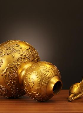 四季平安吉祥如意葫芦开盖摆件百福铜葫芦大号黄铜办公室装饰
