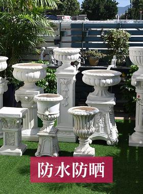 户外欧式罗马柱摆件落地高罗马花盆花园装饰庭院布置橱窗婚庆路引