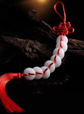 速发八白玉芦挂件阿富汗八百玉串八宝串八个平安扣白玉石葫玉挂件