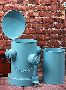 欧式铁艺复古油桶装饰垃圾筒个性创意实用家居道具摆件工业风软装