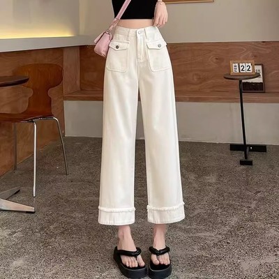 【牛仔系列】韩系时尚牛仔背小众显瘦半身裙高腰牛仔裤阔腿裤qyg