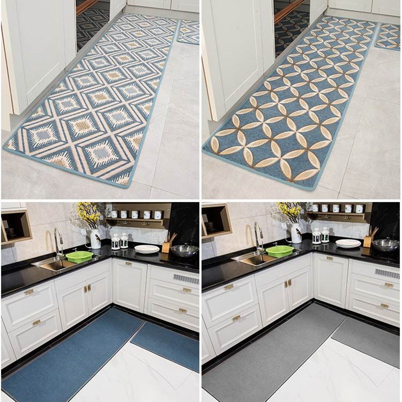 New kitchen floor mats, anti-slip and oil-proof, household strip carpets, stain-resistant, K-free cleaning, door mats, water-absorbing and oil-absorbing