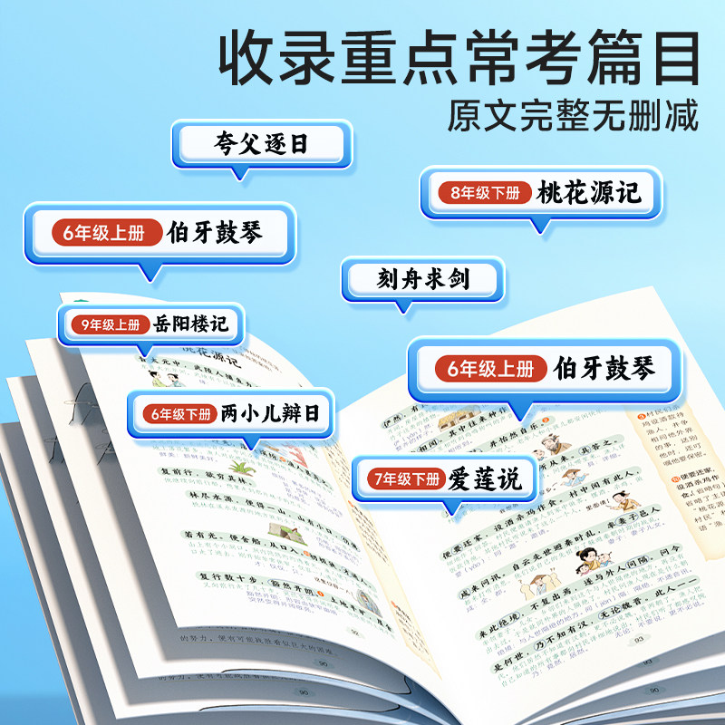 时光学小学初中60天速背文言文漫画图解速记每日打卡小学教辅语文学习33篇课内必备27篇课外常考语文教辅课堂笔记课内必背学习资料