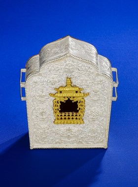 极速S990纯银嘎乌n盒大号可打开装物件八吉祥嘎乌盒子挂件吊坠12.