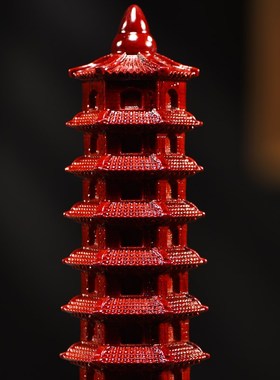 极速文昌塔e13层木质红色实木十三层宝塔工艺品绿色桃木纯木制客