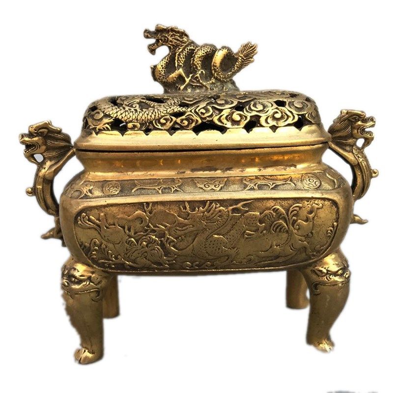 极速渼黄铜熏香炉仿古带盖黄铜盘龙香炉盘香香道佛具工Z艺摆件古,淘宝优惠券,粉丝福利购,淘宝优惠卷
