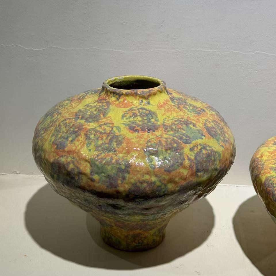 高级感手工陶瓷花瓶中古奶油风斑驳五彩艺术花器客厅玄关装饰摆件,淘宝优惠券,粉丝福利购,淘宝优惠卷