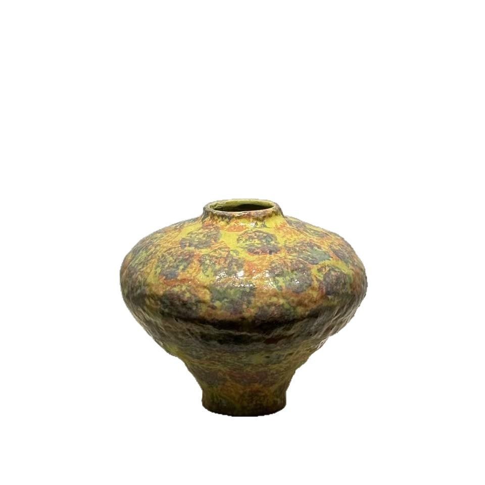 高级感手工陶瓷花瓶中古奶油风斑驳五彩艺术花器客厅玄关装饰摆件,淘宝优惠券,粉丝福利购,淘宝优惠卷