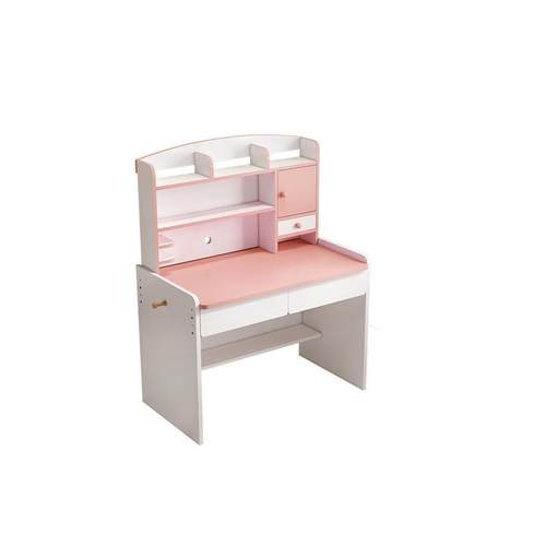 实木儿童升降学习桌桌子木质桌椅写字桌实木粉色蓝色小学生书架 - 图3