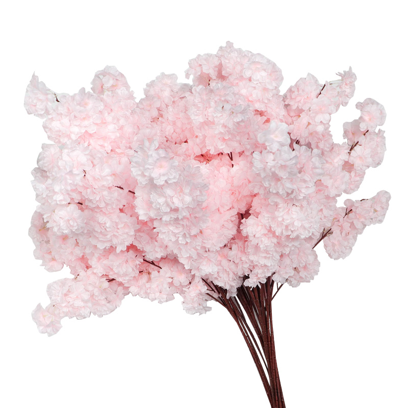 速发桃花地梅花枝向日樱落葵长枝绢花假花客厅装饰花艺塑料花单支 - 图3