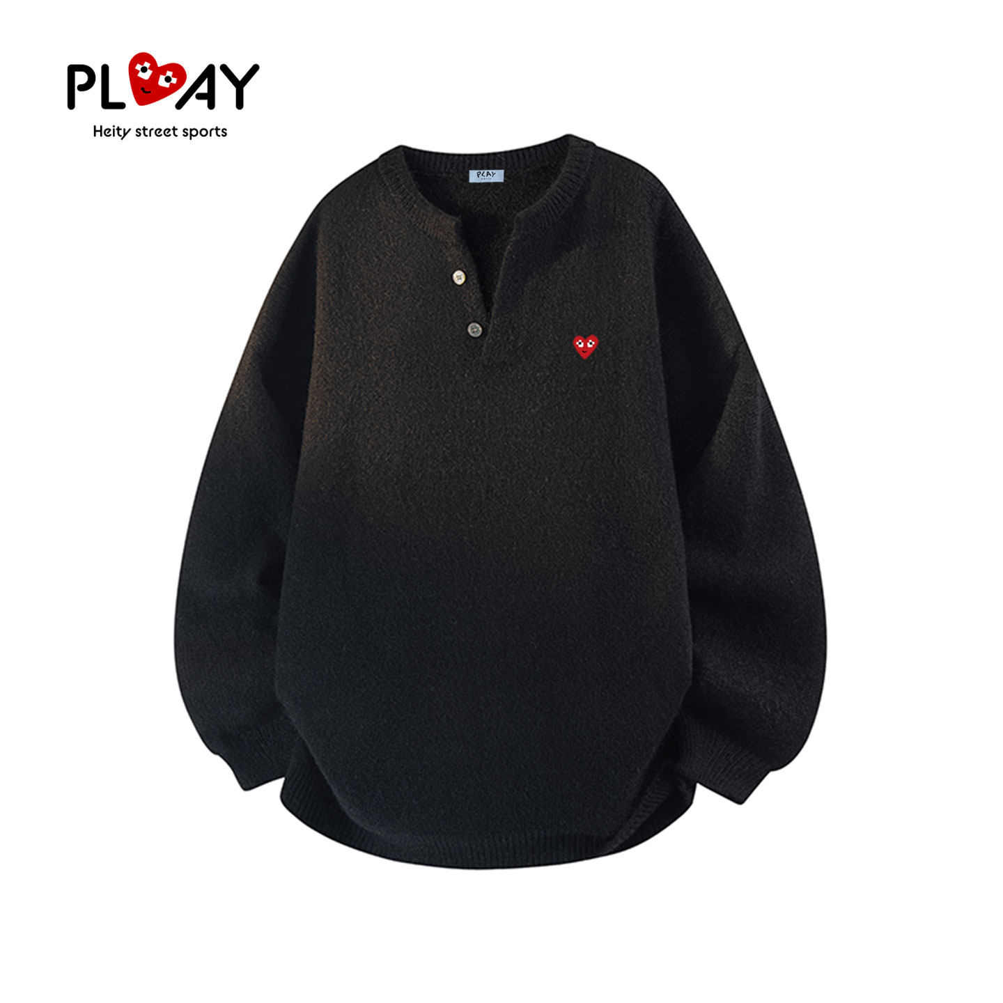 PLAY HEITY 官方针织衫秋冬季男女情侣款宽松慵懒风纽扣领毛线衣,淘宝优惠券,粉丝福利购,淘宝优惠卷