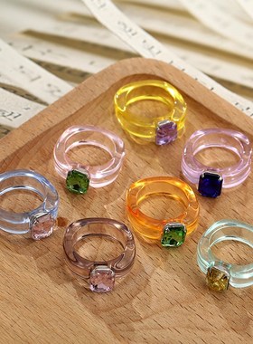 极速Inlaid diamonld resin index finger rings fashion joint r